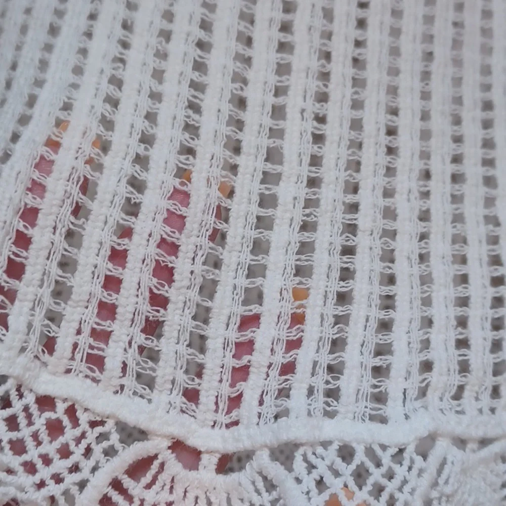 NWT Misia Creamy White Cotton Crochet Knit Unique Cover-Up - Picture 3 of 9